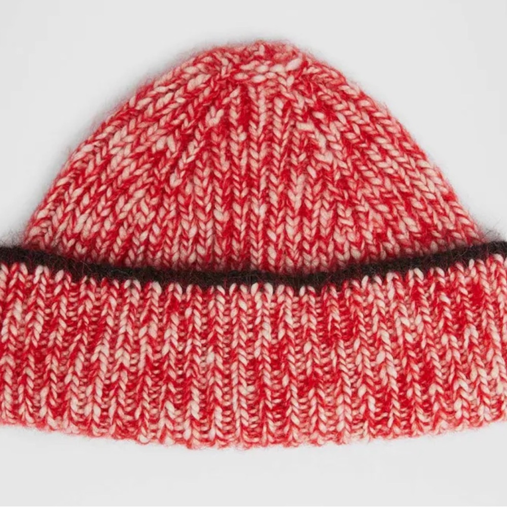 Isabel Marant Knit Hat in Red and Cream